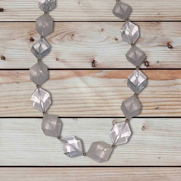 Vintage 70’s Ice Block Necklace Clear Frosted Art Deco Retro Heritage Office - Picture 2 of 6